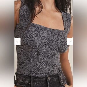 Free People Gray Textured Sleeveless Top